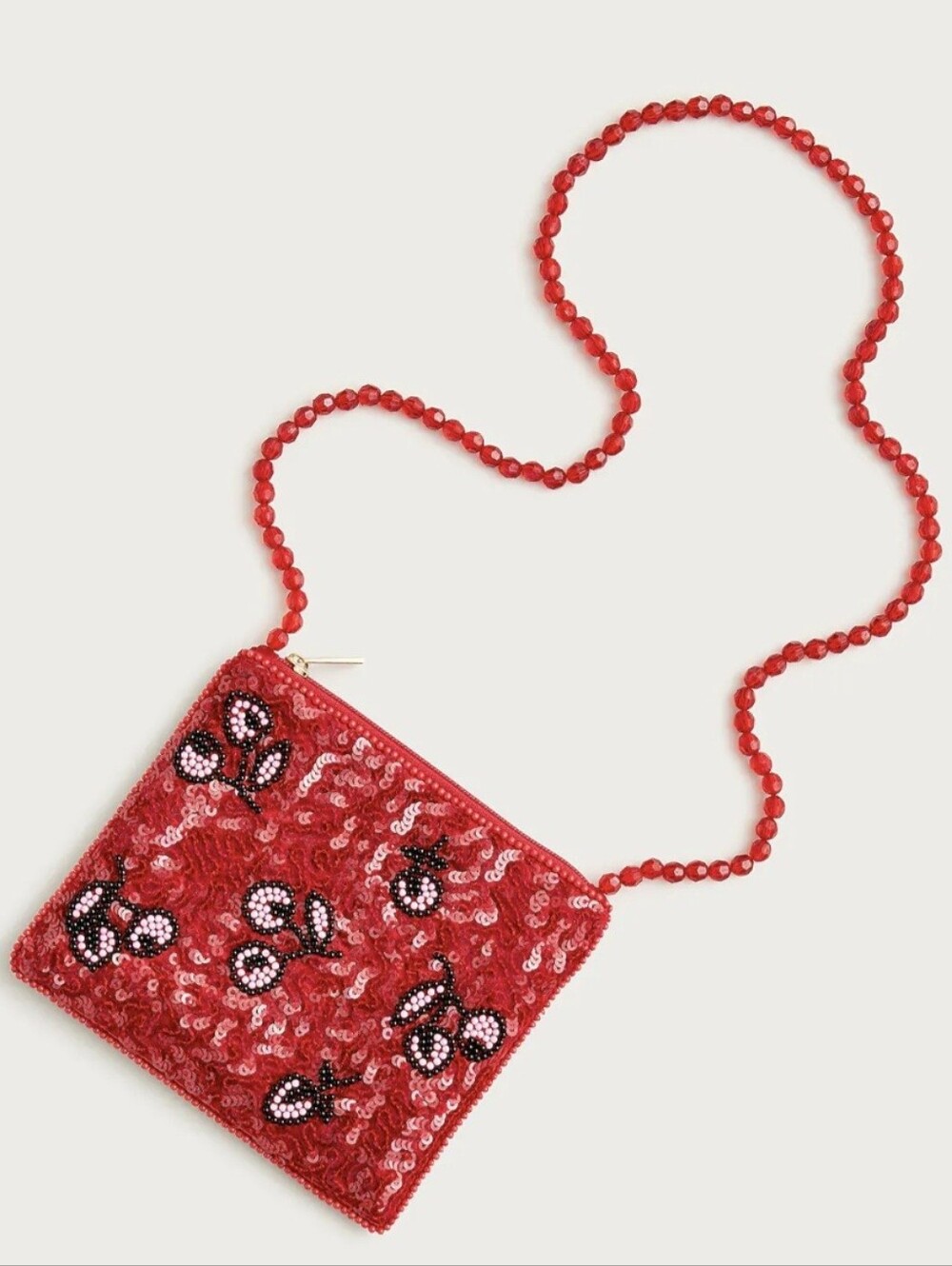 J.Crew Crewcuts Girls cherry hand-beaded crossbody handbag Red/Blk/Pink BNWT SO